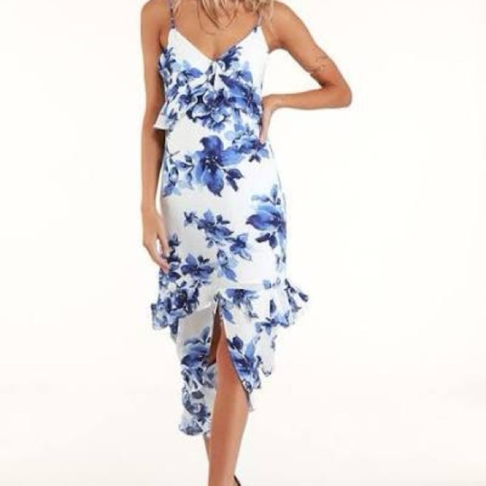 Lulu floral Blue and White Women's Dress